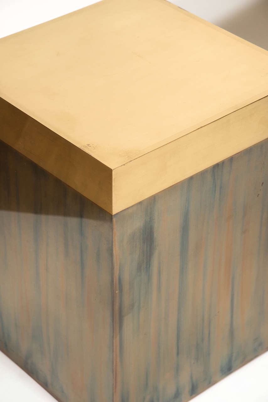 Pair of Brass Patinated Cubes after Gabriella Crespi